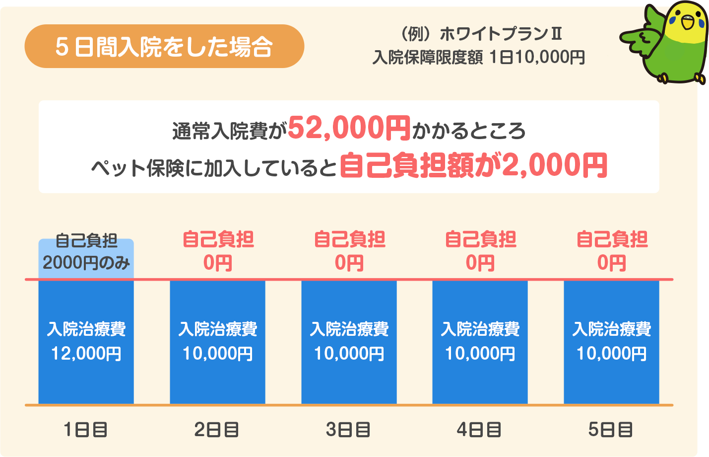 5日間入院をした場合の保険料(ホワイトプラン)