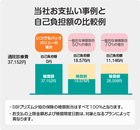 当社お支払い事例と自己負担額の比較例