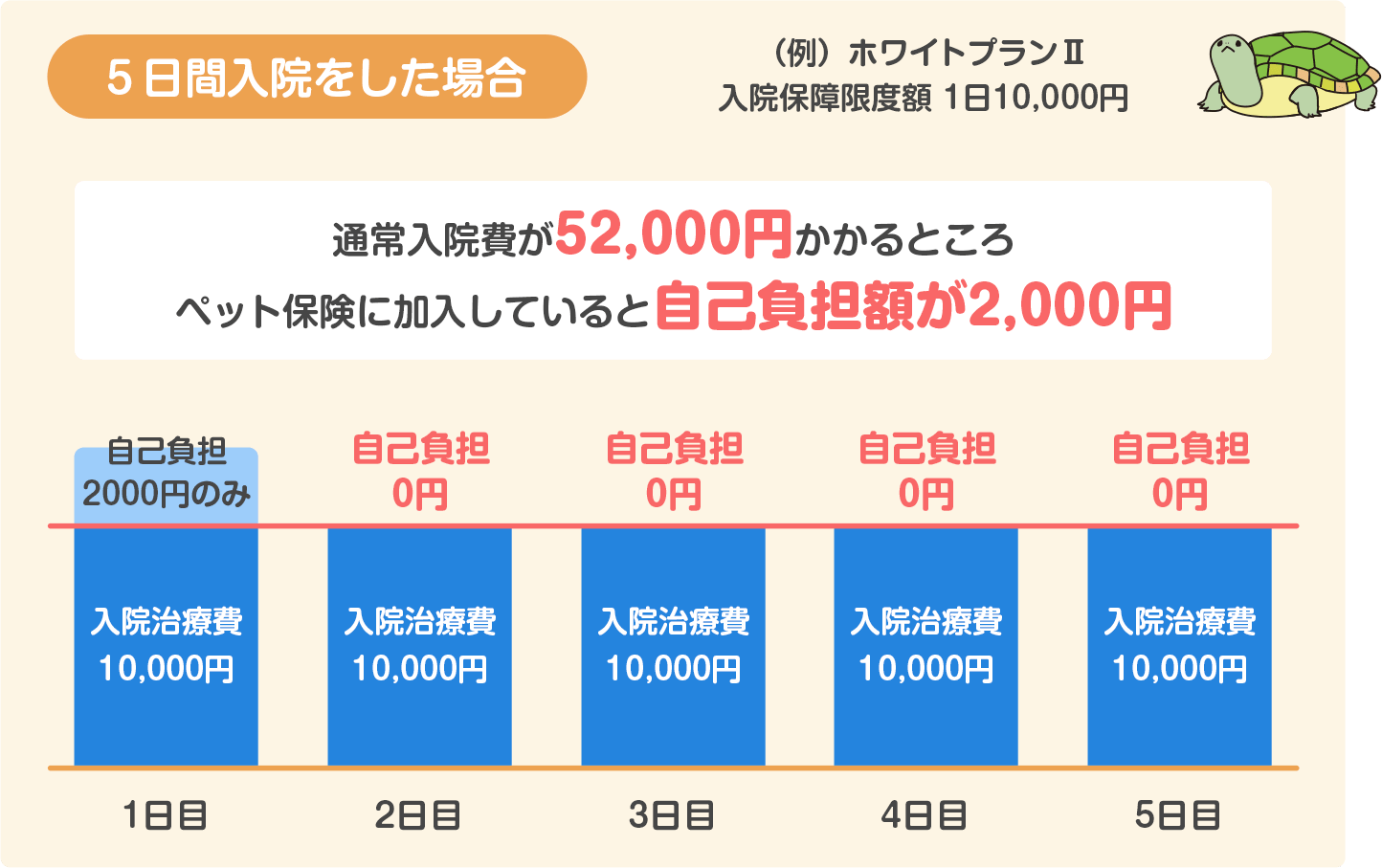 5日間入院をした場合の保険料(ホワイトプラン)